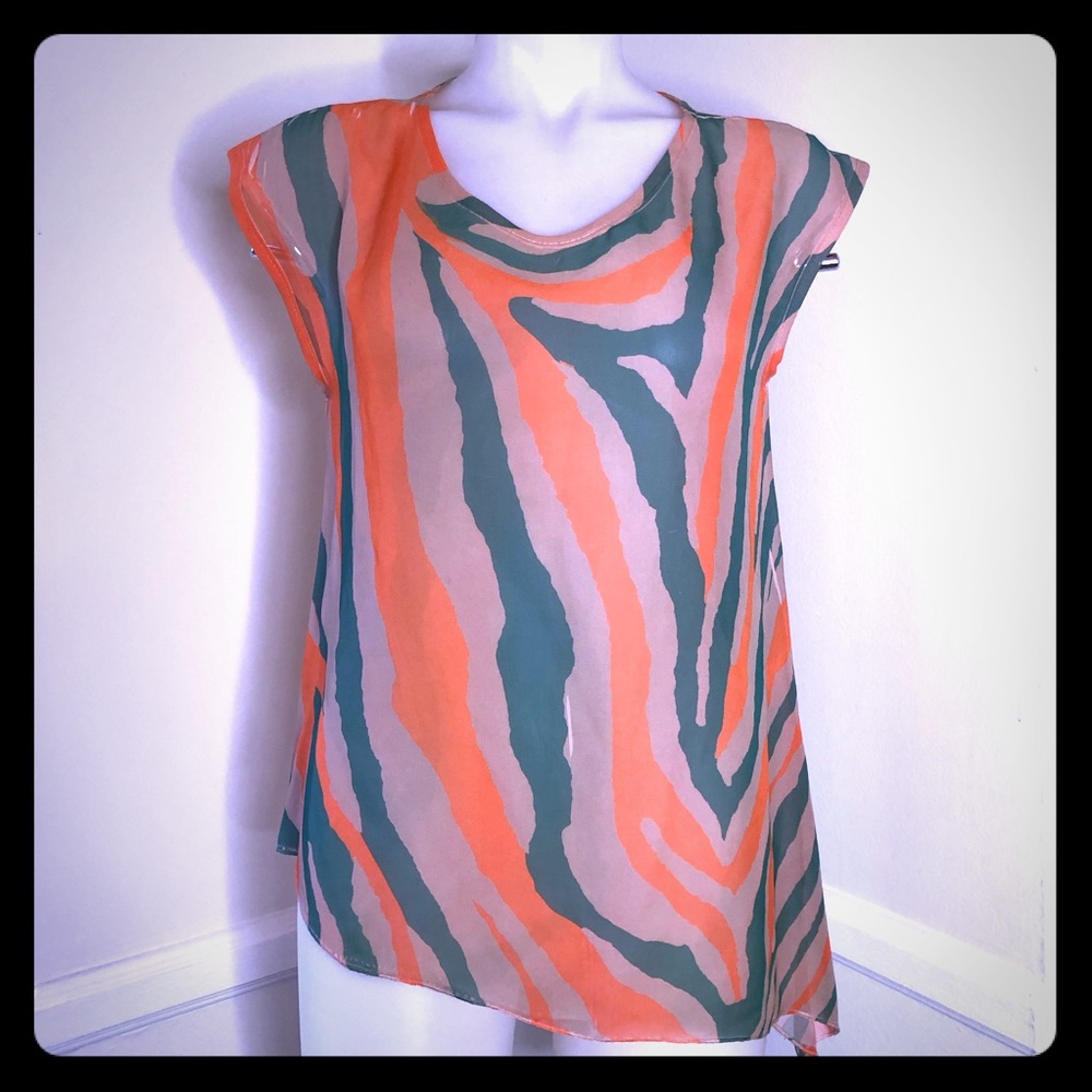 Teal Orange Tiger Zebra Animal Print Asymmetrical